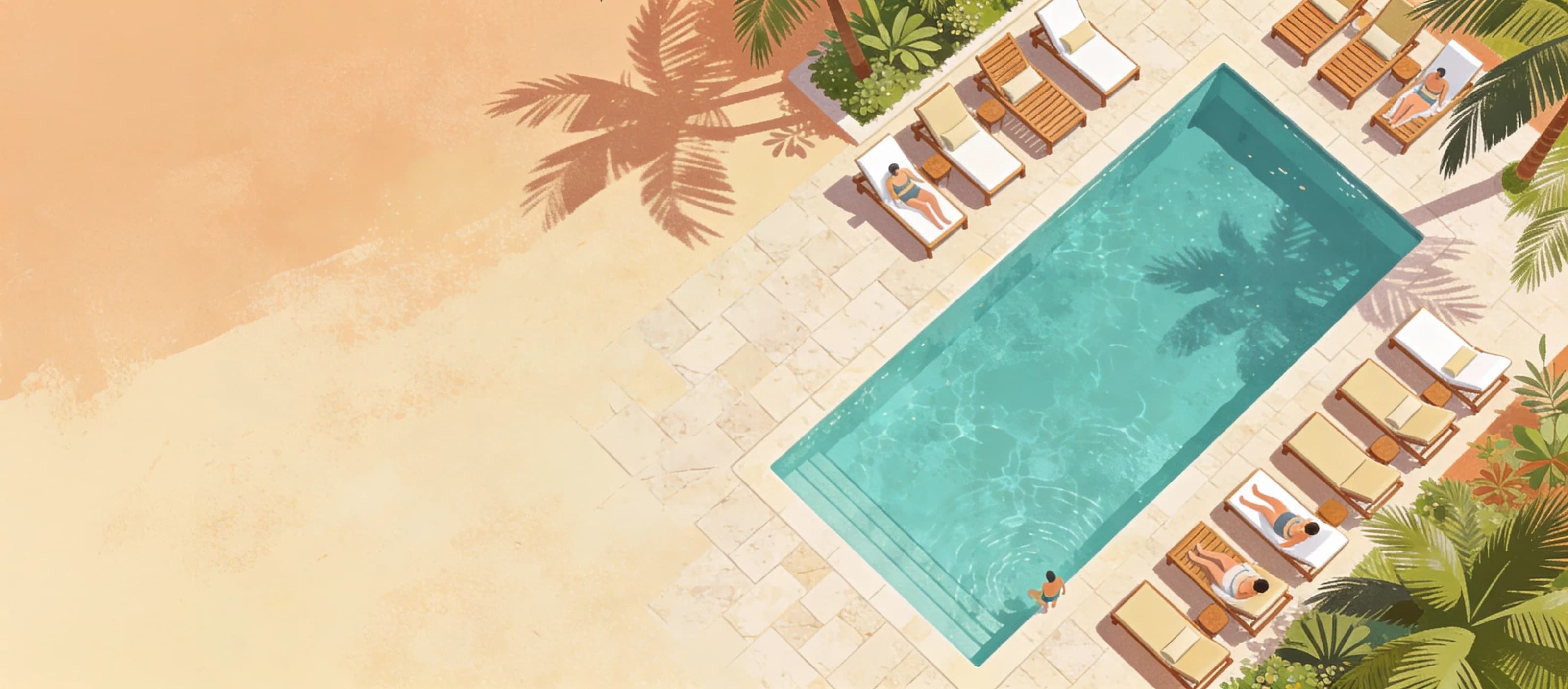 Resort con hamacas en la playa